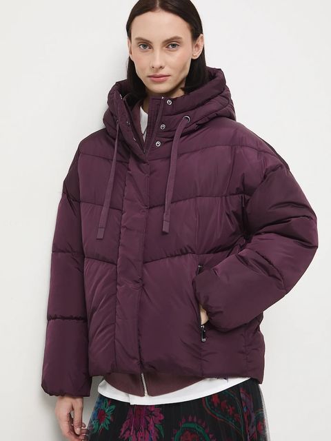 Medicine kurtka damska kolor bordowy zimowa oversize