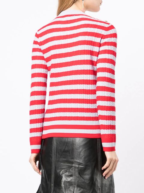 GANNI striped cable knit jumper - Red
