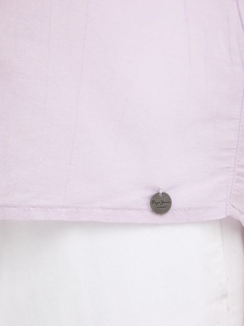Pepe Jeans koszula damska kolor fioletowy regular z kołnierzykiem klasycznym PL305101