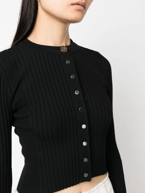 Rabanne ribbed wool-blend cardigan - Black