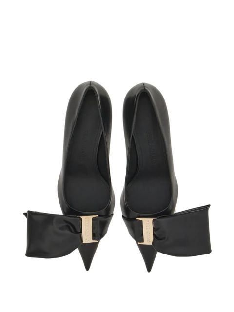 Ferragamo 105mm oversized-bow leather pumps - Black