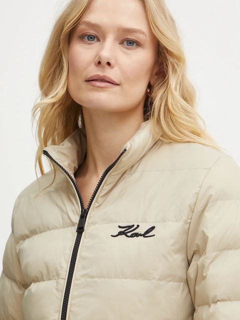 Karl Lagerfeld kurtka damska kolor beżowy przejściowa 246W1513