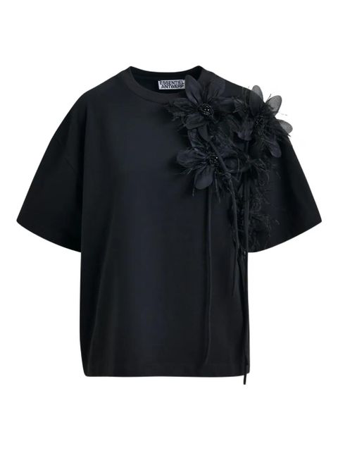 Essentiel Antwerp flower-embellishment T-shirt - Black - zdjęcie produktu nr 1