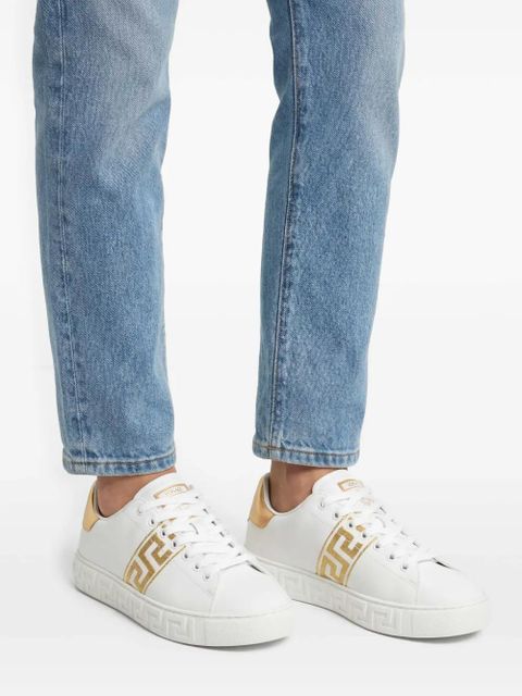 Versace Greca-embroidered sneakers - White