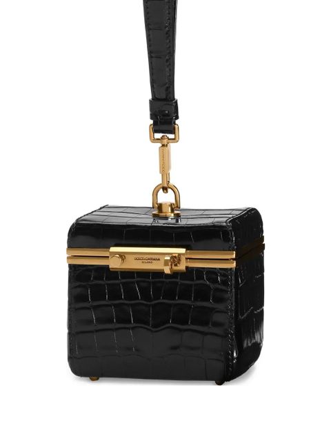 Dolce & Gabbana croc-effect top handle make up bag - Black