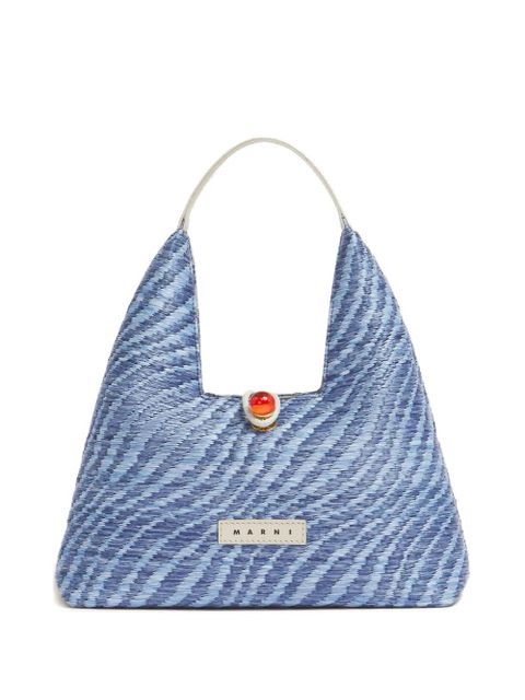 Marni wavy-pattern cabochon-trapeze tote bag - Blue - zdjęcie produktu nr 1