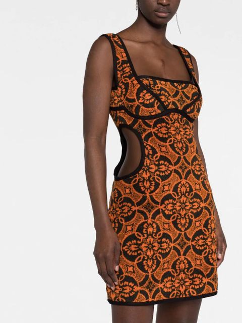 Marine Serre Towels cut-out minidress - Red