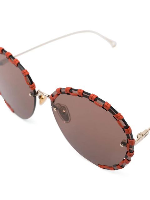 Chloé Eyewear stitching-detail round-frame sunglasses - Orange