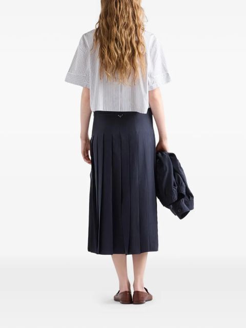 Prada pleated silk midi-skirt - Blue