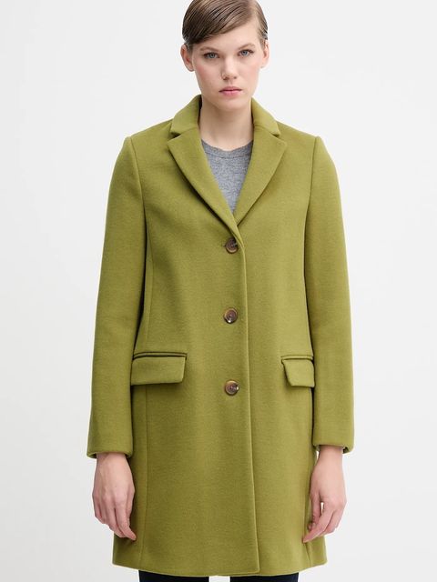 United Colors of Benetton płaszcz z dodatkiem wełny kolor zielony 2V0PDN062 - zdjęcie produktu nr 1