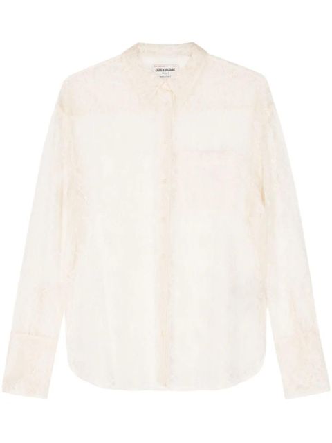 Zadig&Voltaire Tyrone floral-lace mesh shirt - Neutrals - zdjęcie produktu nr 1