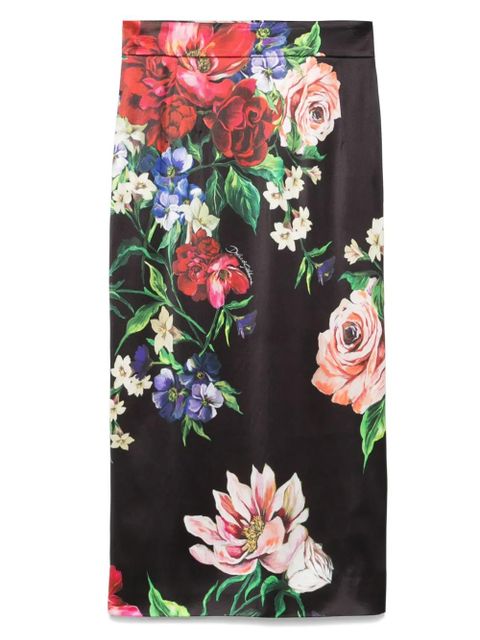 Dolce & Gabbana floral-print midi skirt - Black - zdjęcie produktu nr 1