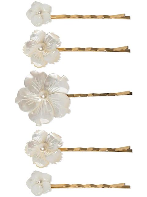 Jennifer Behr floral-pearl bobby pin set - White - zdjęcie produktu nr 1