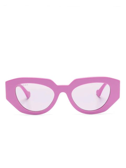 Gucci Eyewear tortoiseshell-effect geometric-frame glasses - Pink - zdjęcie produktu nr 1