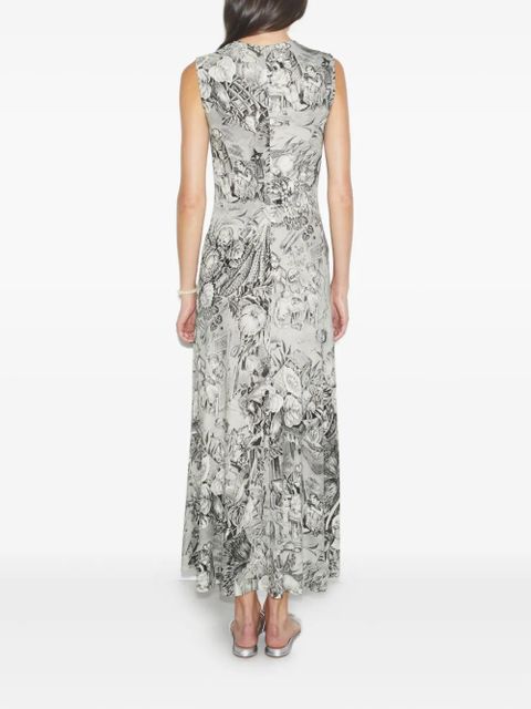 Tory Burch sleeveless print maxi day dress - Grey