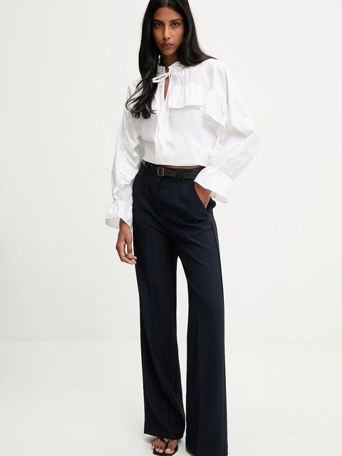 Answear.LAB koszula damska kolor biały relaxed z wiązanym dekoltem