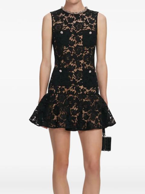 Self-Portrait crystal-embellished lace mini dress - Black - zdjęcie produktu nr 1
