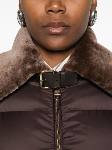 FENDI shearling-collar ski jacket - Brown