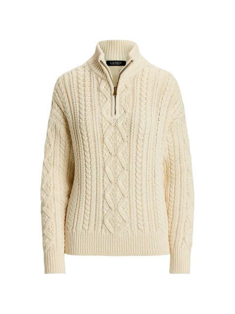 Lauren Ralph Lauren cable-knit quarter-zip sweater - Neutrals - zdjęcie produktu nr 1