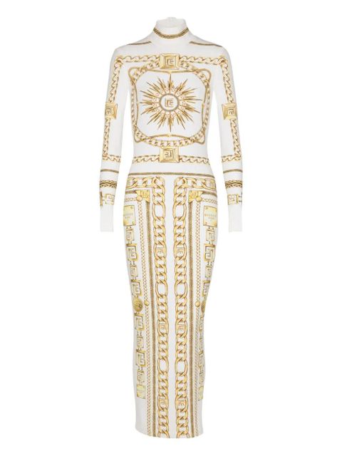 Balmain graphic-print bodycon dress - White - zdjęcie produktu nr 1