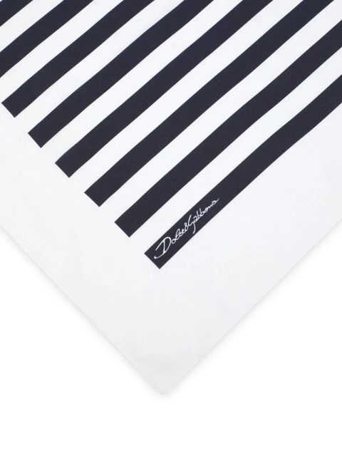 Dolce & Gabbana logo-print striped silk scarf - White - zdjęcie produktu nr 2