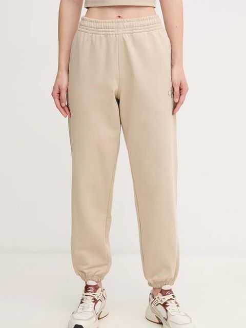 Calvin Klein Jeans spodnie dresowe damskie kolor beżowy gładkie LV047B235G - zdjęcie produktu nr 1