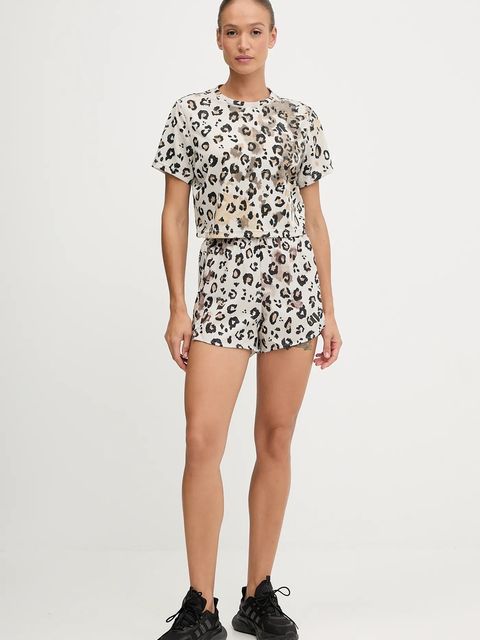 adidas Performance szorty treningowe damskie kolor beżowy wzorzyste high waist JY4593 - zdjęcie produktu nr 2