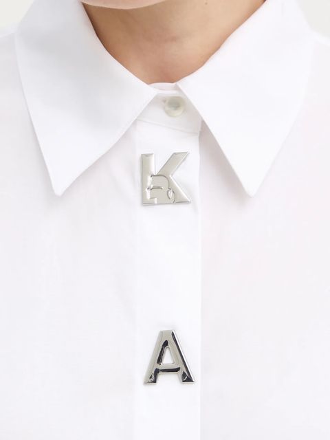 Karl Lagerfeld koszula bawełniana damska kolor biały relaxed z kołnierzykiem klasycznym A4W11022