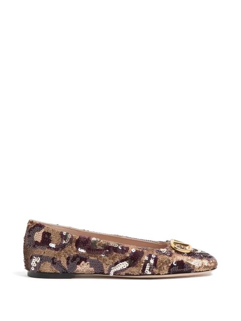 Valentino Garavani VLogo Signature ballerinas with animalier-print - Gold - zdjęcie produktu nr 1