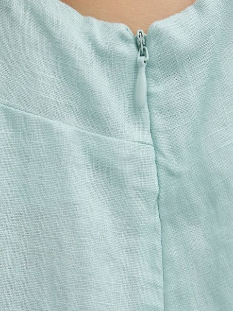 United Colors of Benetton sukienka lniana kolor turkusowy maxi rozkloszowana