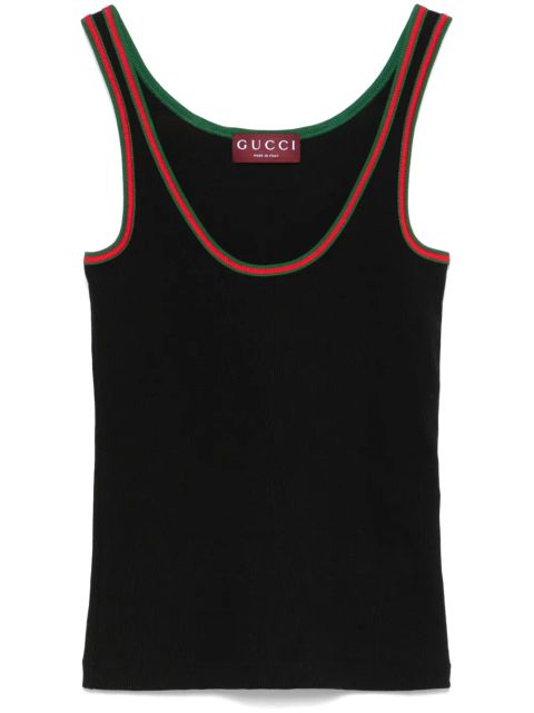 Gucci Web-trim ribbed tank top - Black