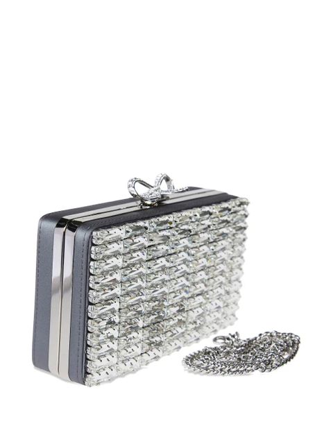 Self-Portrait bow-detail clutch bag - Grey