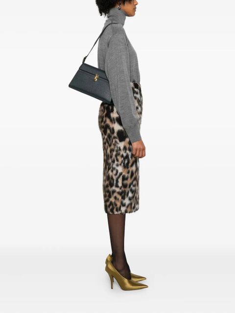 Savette clasp-fastening leather shoulder bag - Blue - zdjęcie produktu nr 2