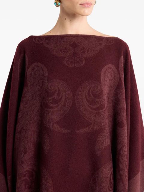 ETRO jacquard-paisley poncho - Red - zdjęcie produktu nr 2