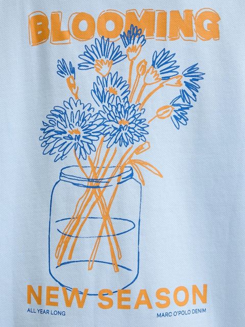 Marc O'Polo bluza bawełniana damska kolor niebieski z kapturem gładka 5000009351