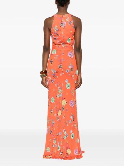 PUCCI floral-print halterneck maxi dress - Orange