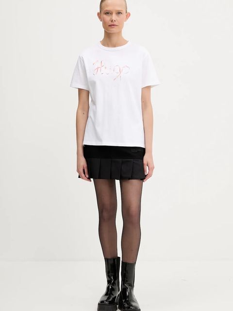 HUGO t-shirt bawełniany damski kolor biały 50544868