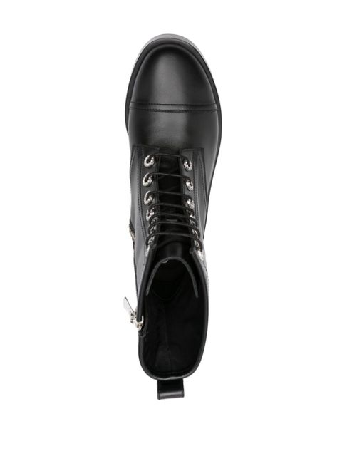 Casadei leather combat boots - Black