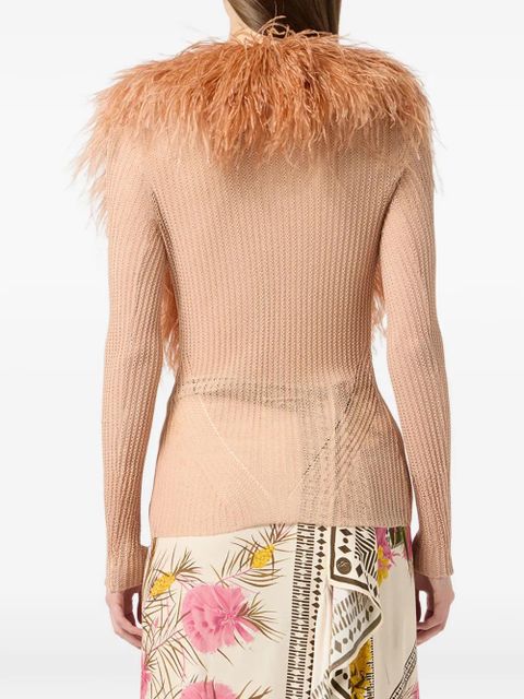 Blumarine feather-collar cardigan - Pink