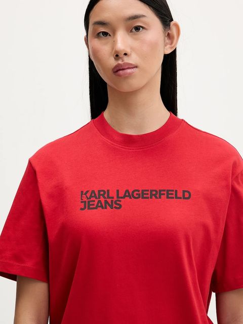 Karl Lagerfeld Jeans t-shirt bawełniany damski kolor czerwony A1W17005
