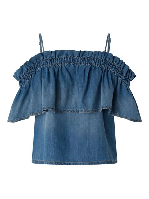 PINKO ruffled off-shoulder top - Blue - zdjęcie produktu nr 2