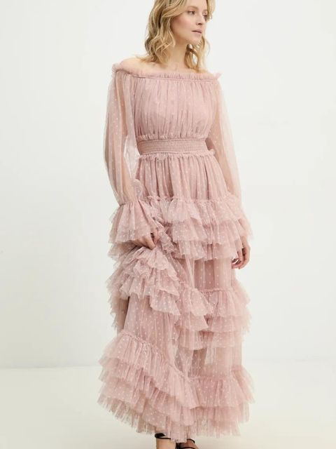 Answear.LAB sukienka kolor beżowy maxi rozkloszowana - zdjęcie produktu nr 1