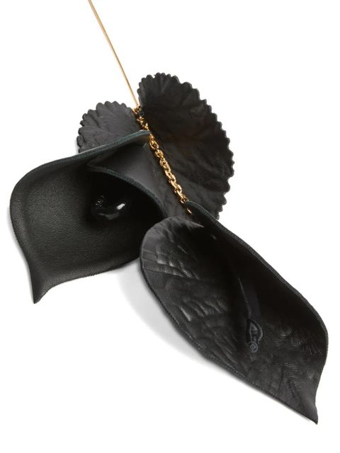 PUCCI leather flowers mono earring - Black