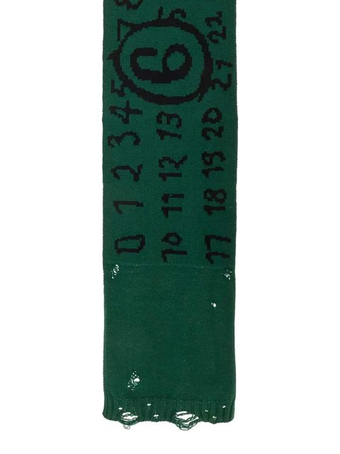 MM6 Maison Margiela number-motif scarf - Green - zdjęcie produktu nr 2