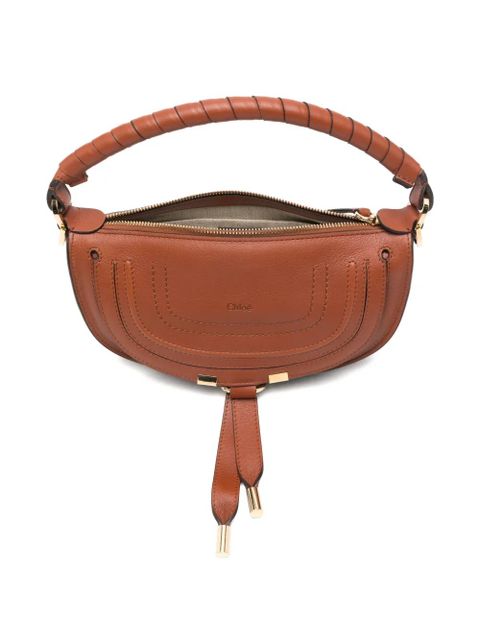 Chloé mini Marcie twisted-handle leather shoulder bag - Brown