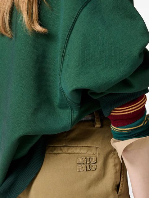 Miu Miu garment-dyed cotton trousers - Green