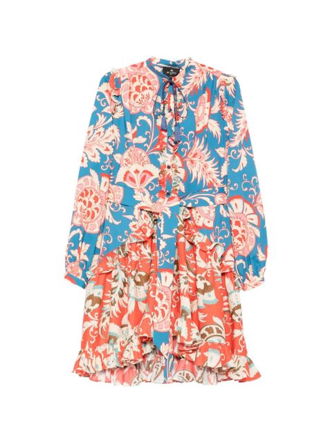 ETRO floral ruffled mini dress - Blue - zdjęcie produktu nr 1