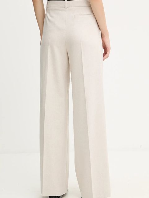 BOSS spodnie z wełną damskie kolor biały proste high waist 50548280 - zdjęcie produktu nr 2