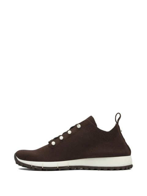 Jimmy Choo Veles cashmere faux pearl-detail sneakers - Brown