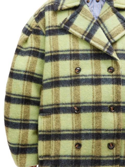 GANNI double-breasted plaid coat - Yellow